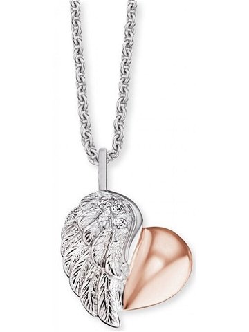 Engelsrufer Stříbrný bicolor náhrdelník Srdce s křídlem a zirkony ERN-LILHEARTWBI