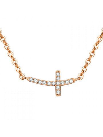 Beneto Růžově pozlacený stříbrný náhrdelník s křížkem AGS546 47-ROSE