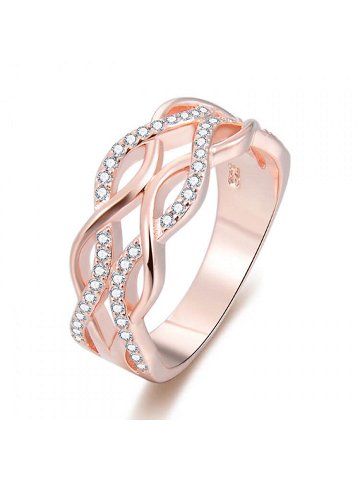 Beneto Růžově pozlacený stříbrný prsten se zirkony AGG333 62 mm