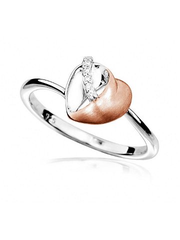 MOISS Okouzlující bicolor prsten se zirkony Srdce R00009 54 mm