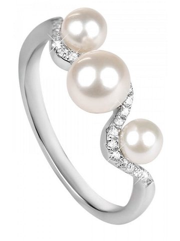 Silver Cat Stříbrný prsten se zirkony a perlou SC339 52 mm