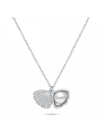 Brilio Silver Originální stříbrný náhrdelník s perlou Lastura NCL21W řetízek 2x přívěsek