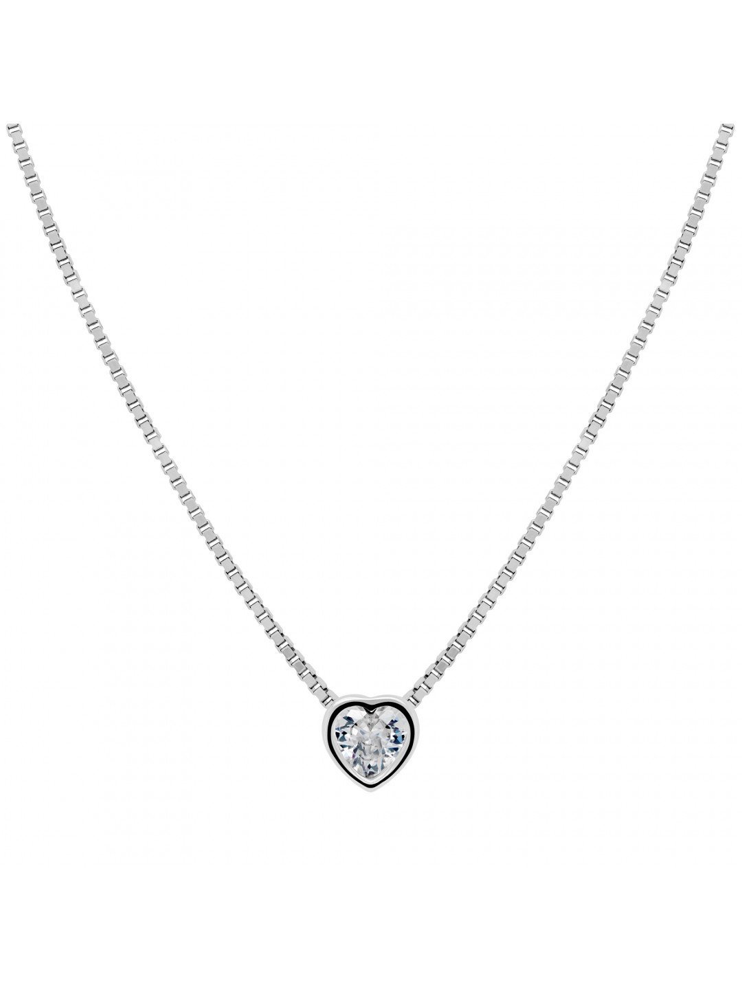 Brilio Silver Půvabný stříbrný náhrdelník Srdce NCL26W řetízek přívěsek