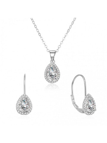 Beneto Třpytivá stříbrná souprava šperků se zirkony AGSET194R náhrdelník náušnice