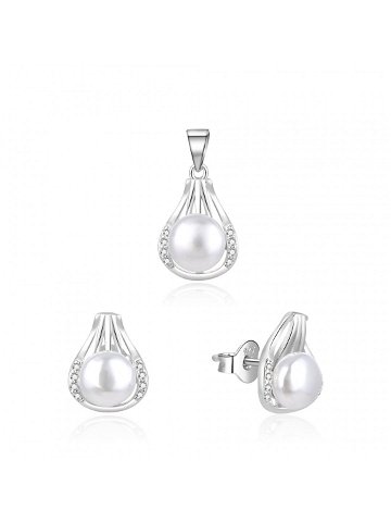 Beneto Elegantní stříbrná souprava šperků s pravými perlami AGSET271PL přívěsek náušnice