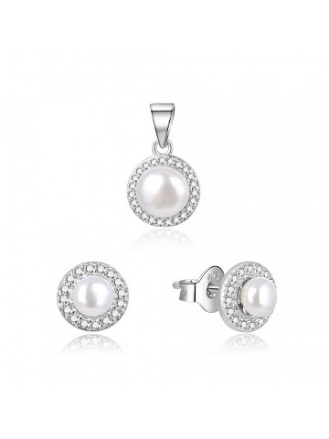 Beneto Nádherná stříbrná souprava šperků s říčními perlami AGSET278L přívěsek náušnice