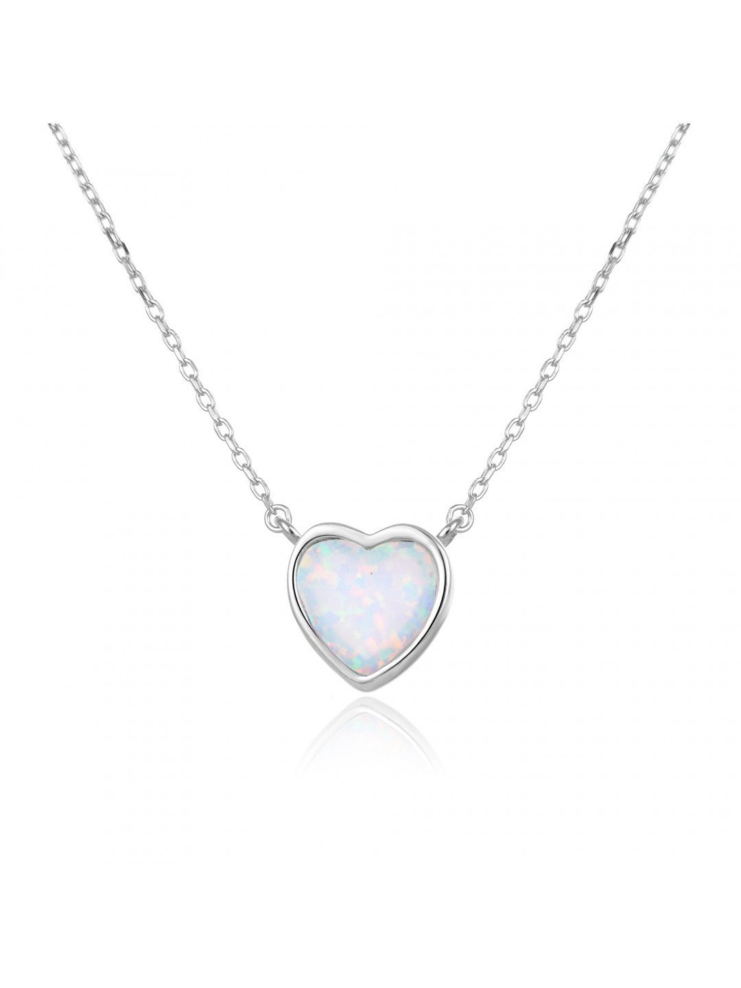Beneto Romantický stříbrný náhrdelník se syntetickým opálem AGS817 45L
