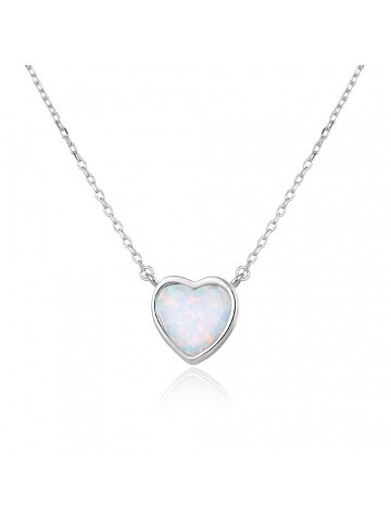 Beneto Romantický stříbrný náhrdelník se syntetickým opálem AGS817 45L