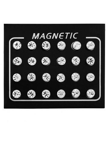 Troli Moderní sada magnetických náušnic s čirými krystaly pecky mini brož
