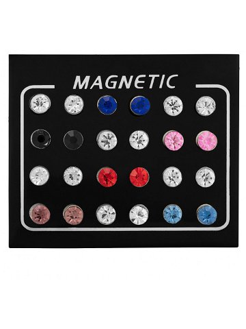 Troli Moderní sada magnetických náušnic s barevnými krystaly pecky mini brož