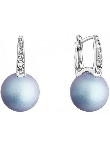 Evolution Group Překrásné stříbrné náušnice se světle modrou syntetickou perlou 31301 3