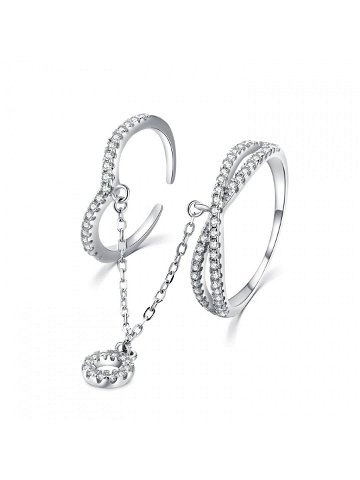 MOISS Luxusní dvojitý prsten ze stříbra se zirkony R00022 52 mm