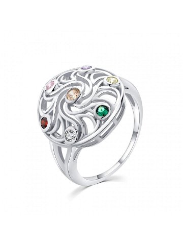 MOISS Hravý stříbrný prsten s barevnými zirkony R00021 55 mm