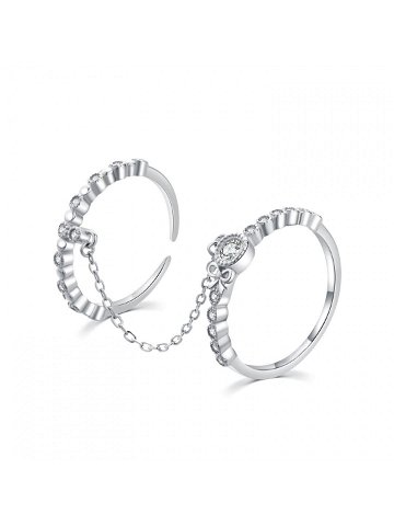 MOISS Půvabný dvojitý prsten ze stříbra se zirkony R00022 52 mm