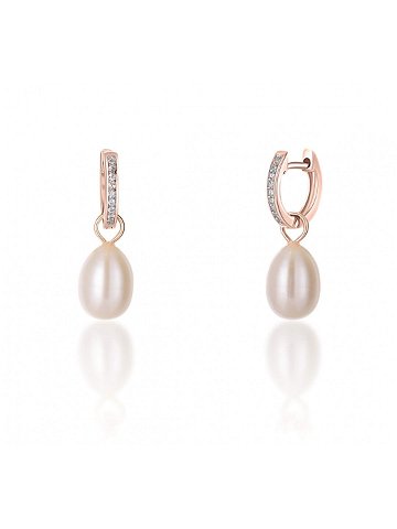 JwL Luxury Pearls Bronzové kruhové náušnice á la vévodkyně Kate s pravou perlou a zirkony 3v1 JL0687