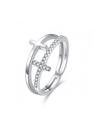 MOISS Luxusní dvojitý stříbrný prsten s křížky R00020 52 mm