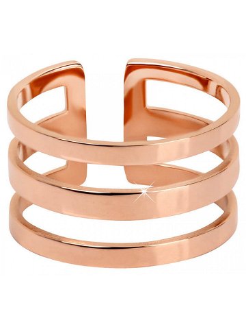 Troli Stylový trojitý prsten z růžově pozlacené oceli