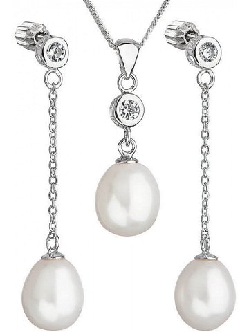 Evolution Group Stříbrná perlová sada se zirkony Pavona 29005 1 AAA bílá náušnice řetízek přívěsek
