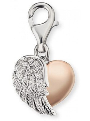 Engelsrufer Stříbrný bicolor přívěsek na náramek Srdce s křídlem ERC-HEARTWINGBI