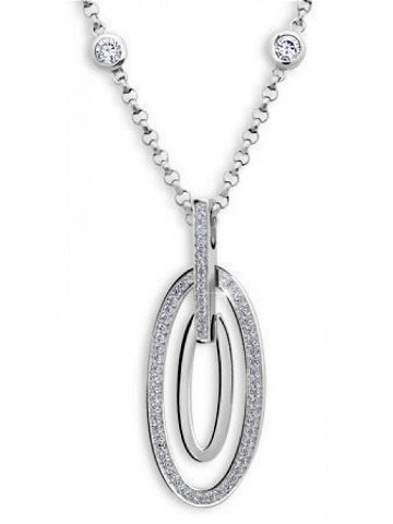 Modesi Elegantní stříbrný náhrdelník se zirkony WYDBK-N řetízek přívěsek