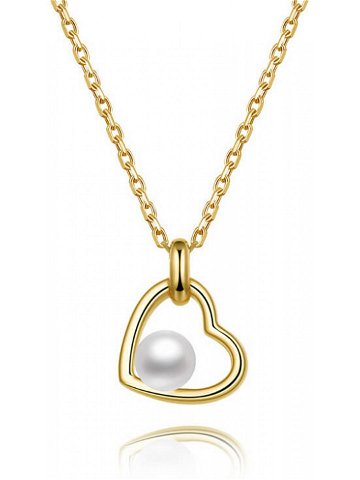 Beneto Pozlacený stříbrný náhrdelník s říční perlou AGS1230 47P-GOLD