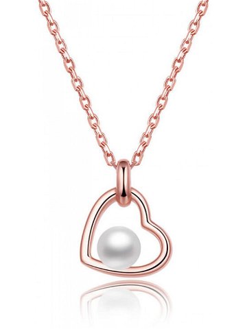 Beneto Pozlacený stříbrný náhrdelník s říční perlou AGS1230 47P-ROSE
