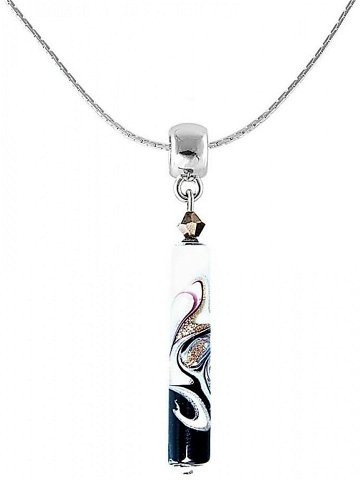 Lampglas Elegantní náhrdelník Black & White s unikátní perlou Lampglas NPR11