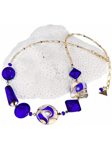 Lampglas Fascinující náhrdelník Gold Blue s 24karátovým zlatem a ryzím stříbrem v perlách Lampglas NRO5