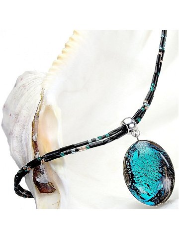 Lampglas Tajemný náhrdelník Deep Sea s perlou Lampglas s ryzím stříbrem NP11