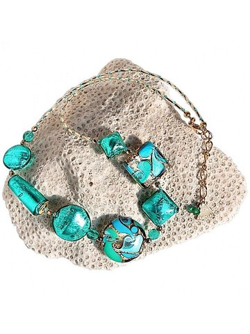 Lampglas Elegantní náhrdelník Emerald Princess s 24karátovým zlatem a stříbrem v perlách Lampglas NRO1