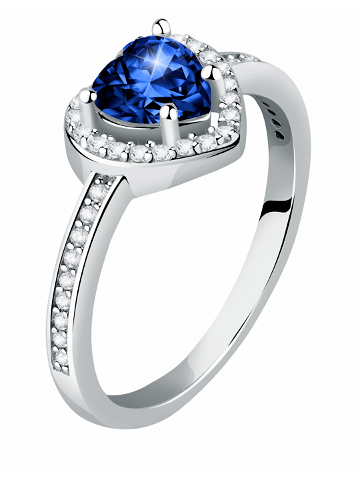 Morellato Třpytivý stříbrný prsten Srdce s modrým zirkonem Tesori SAVB150 52 mm