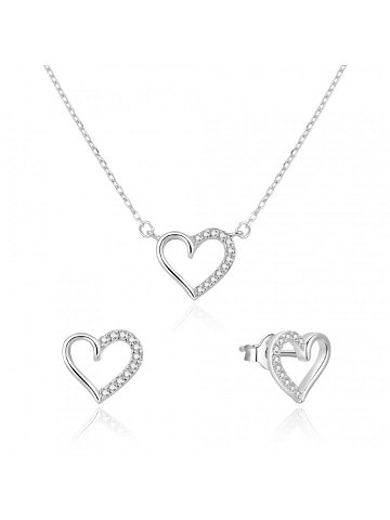 Beneto Romantická stříbrná souprava šperků srdíčka AGSET242L náhrdelník náušnice