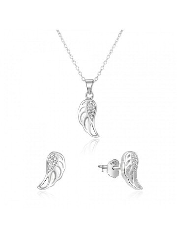 Beneto Stříbrná souprava šperků andělská křídla AGSET64RL náhrdelník náušnice