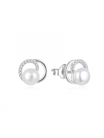 Beneto Elegantní perlové náušnice se zirkony AGUP1321PL