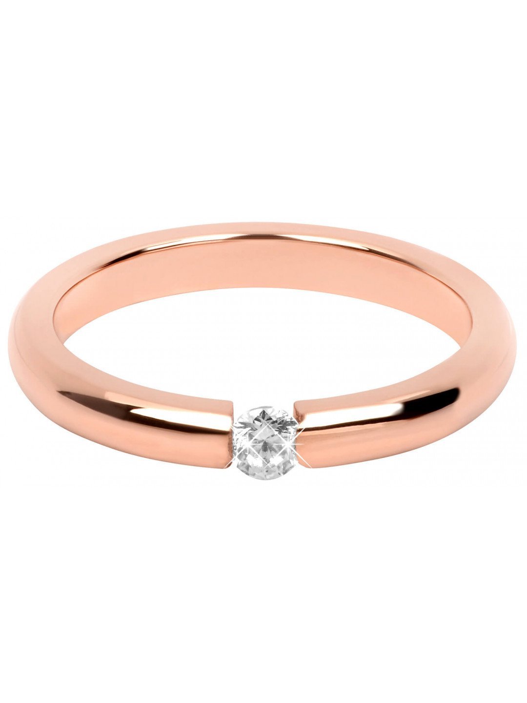 Troli Něžný růžově pozlacený ocelový prsten s krystalem 55 mm
