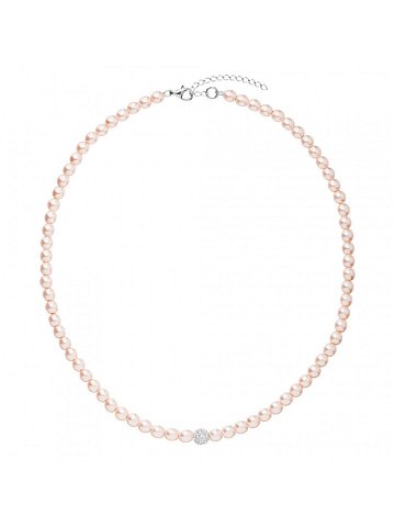 Evolution Group Romantický perlový náhrdelník s krystaly Preciosa 32063 3 rosaline