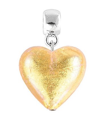 Lampglas Zářivý přívěsek Golden Heart s 24karátovým zlatem v perle Lampglas S24