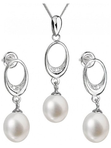 Evolution Group Souprava stříbrných šperků s pravými perlami Pavona 29040 1 náušnice řetízek přívěsek