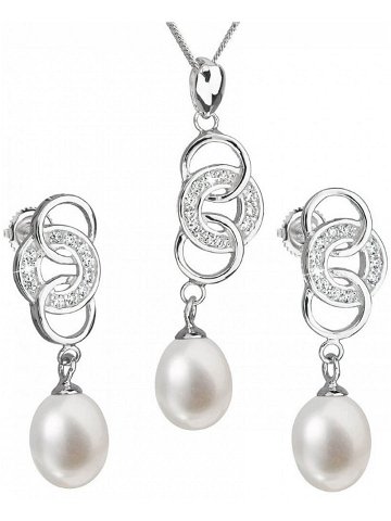 Evolution Group Souprava stříbrných šperků s pravými perlami Pavona 29036 1 náušnice řetízek přívěsek