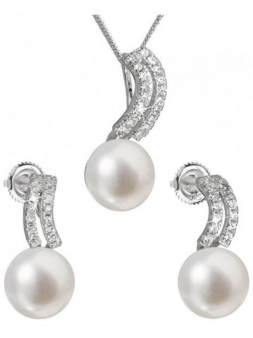 Evolution Group Souprava stříbrných šperků s pravými perlami Pavona 29037 1 náušnice řetízek přívěsek