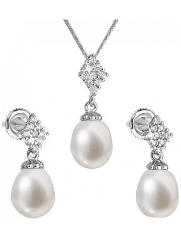 Evolution Group Luxusní stříbrná souprava s pravými perlami Pavona 29018 1 náušnice řetízek přívěsek
