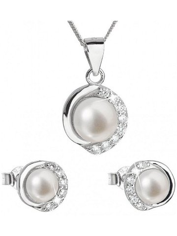 Evolution Group Luxusní stříbrná souprava s pravými perlami Pavona 29022 1 náušnice řetízek přívěsek