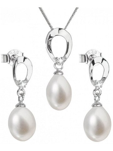 Evolution Group Luxusní stříbrná souprava s pravými perlami Pavona 29029 1 náušnice řetízek přívěsek