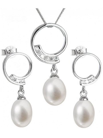Evolution Group Luxusní stříbrná souprava s pravými perlami Pavona 29030 1 náušnice řetízek přívěsek