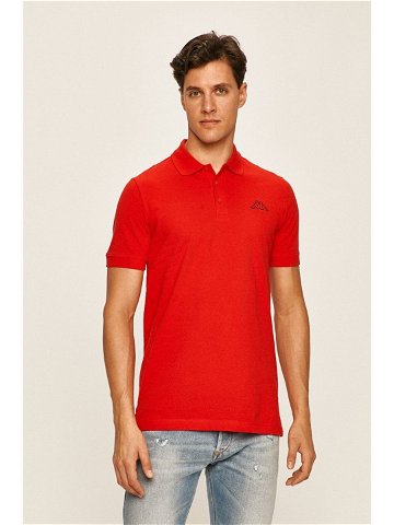 Bavlněné polo tričko Kappa červená barva s aplikací