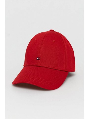 Čepice Tommy Hilfiger červená barva hladká