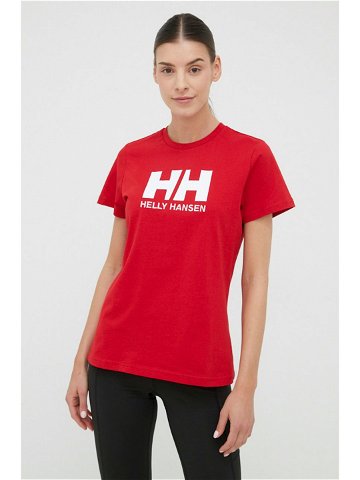 Bavlněné tričko Helly Hansen červená barva 34112-001