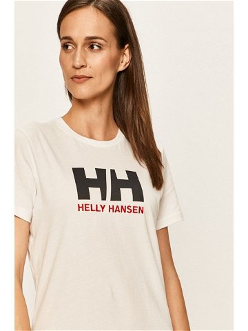 Bavlněné tričko Helly Hansen bílá barva 34112-001