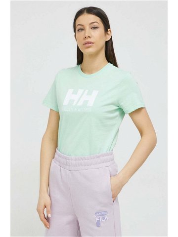 Bavlněné tričko Helly Hansen zelená barva 34112-001