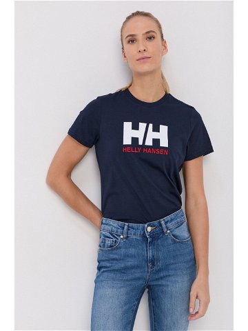 Bavlněné tričko Helly Hansen tmavomodrá barva 34112-001